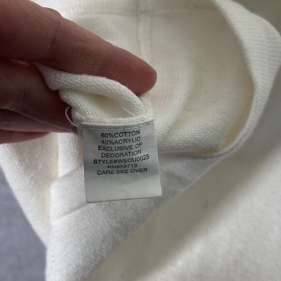 Notations Sweater 2X Pearls Cotton Stretch Twee Glam‎ Feminine Church Neutrals - Picture 11 of 12